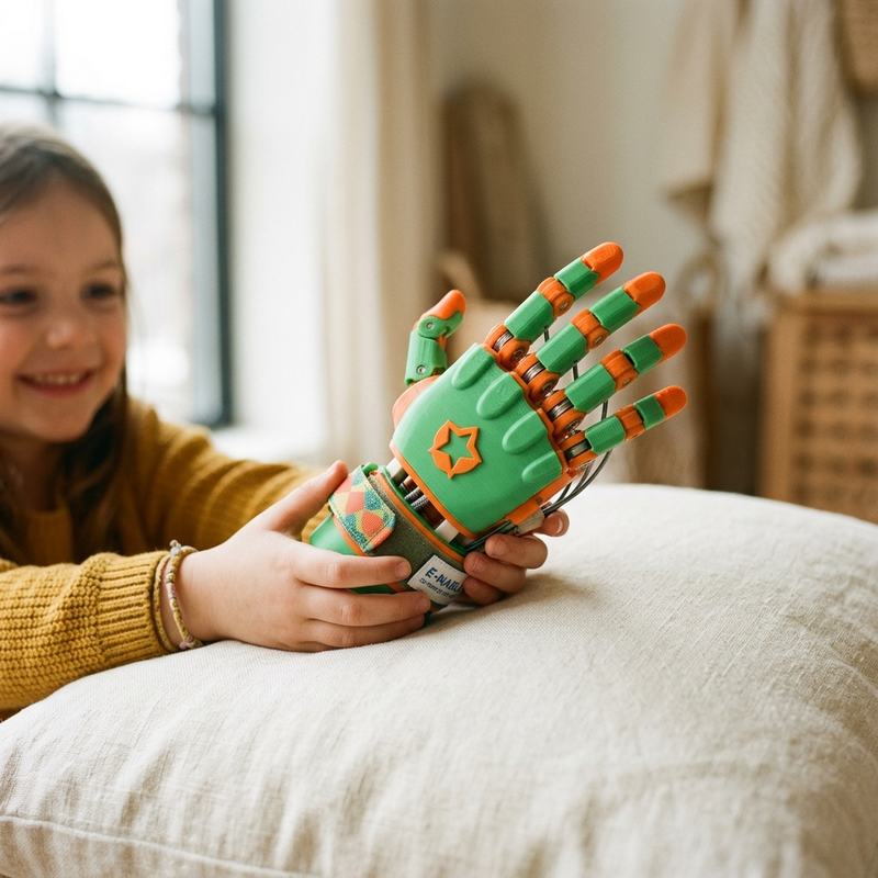 Mano de apoyo infantil impresa en 3D, línea social de Pame3D